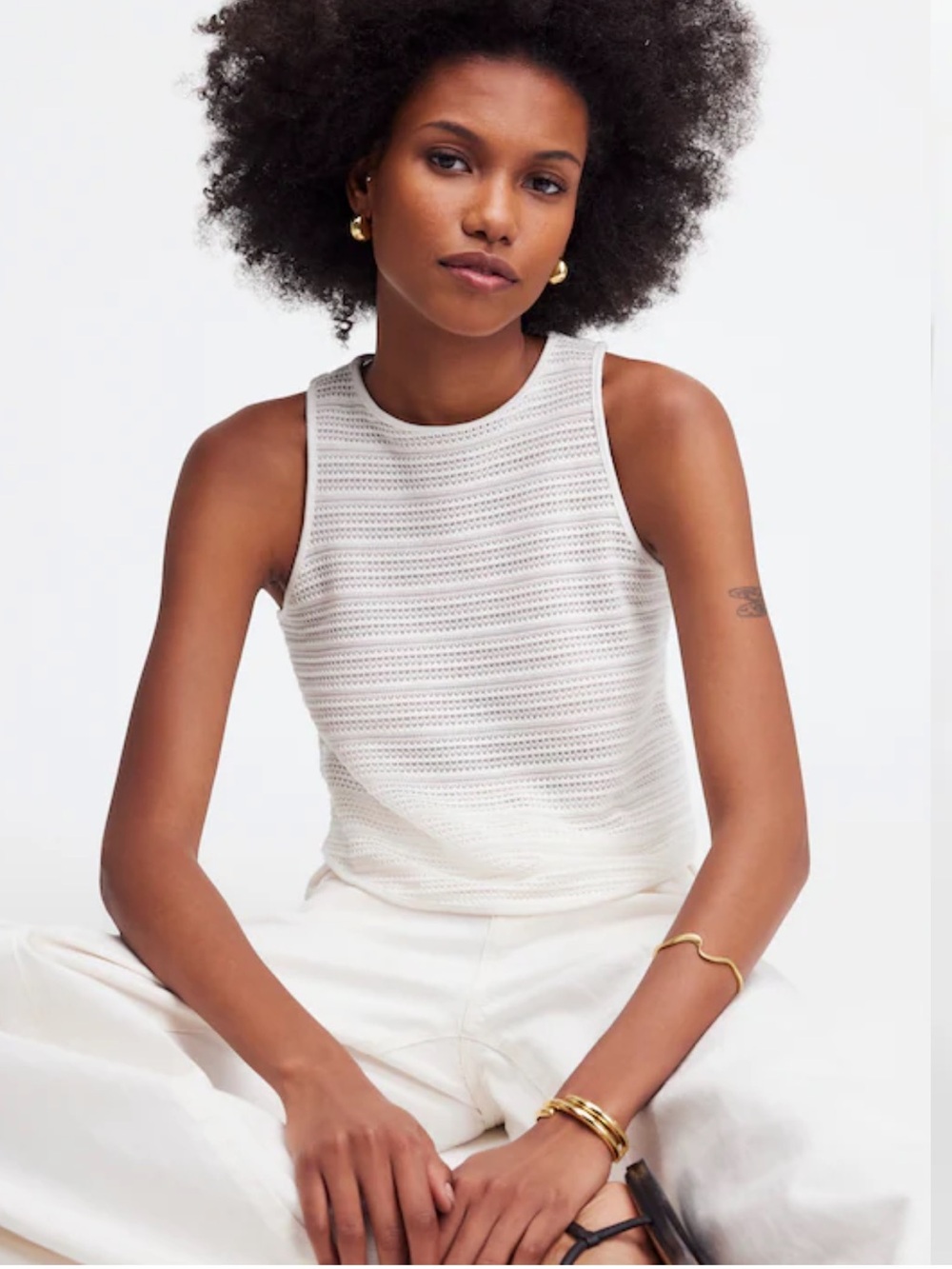 MADEWELL crochet - knit cutaway tank top